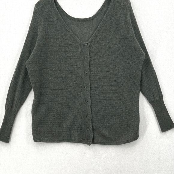 SUBTLE LUXURY Cashmere Reversible Sweater Small Medium Green  Cardigan V neck - Picture 5 of 11